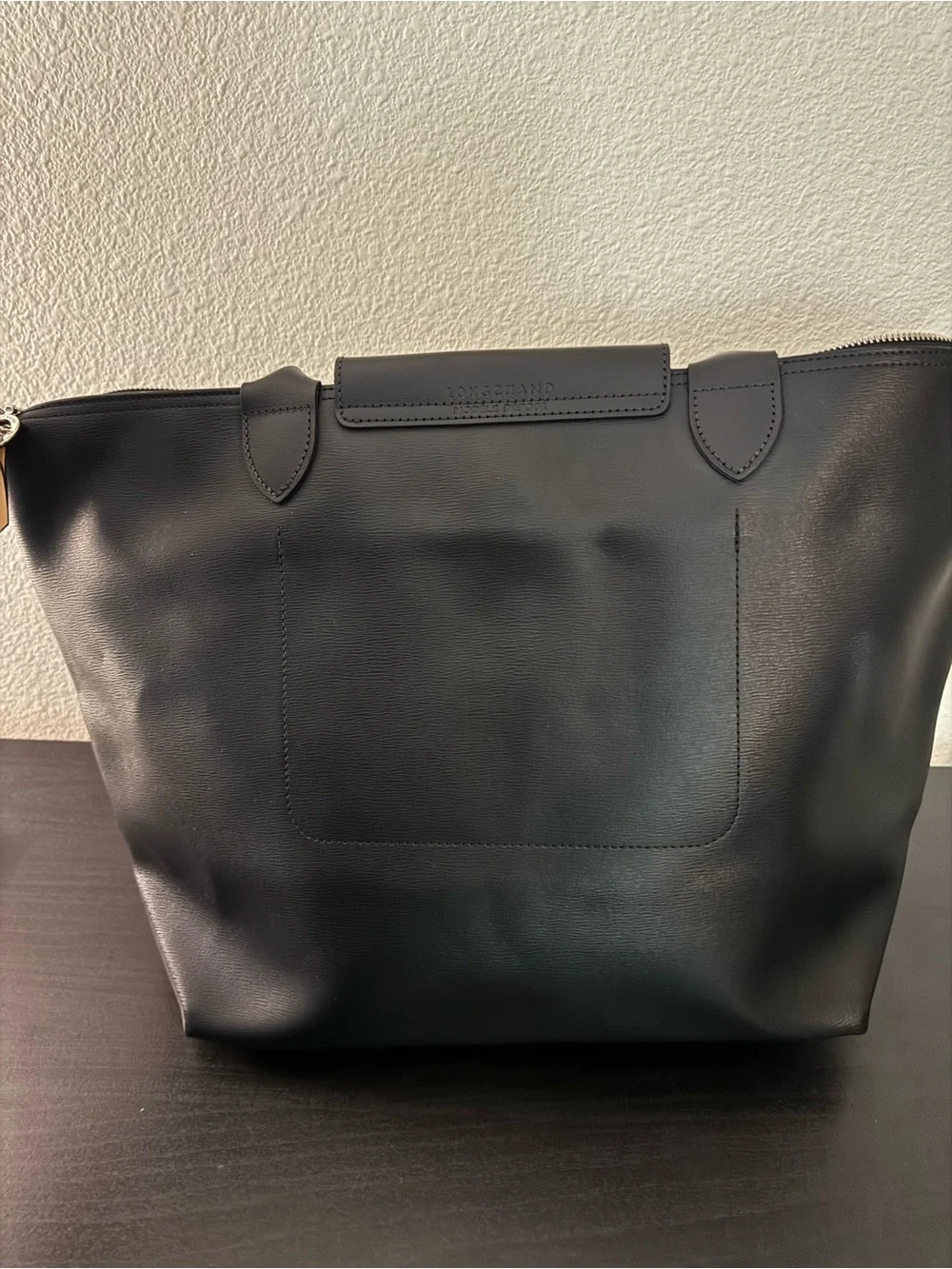 Longchamp Black Coated Canvas Tote-Large